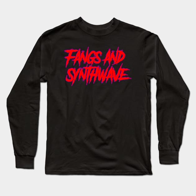 Fangs and Synthwave Big Red Logo Long Sleeve T-Shirt by Electrish